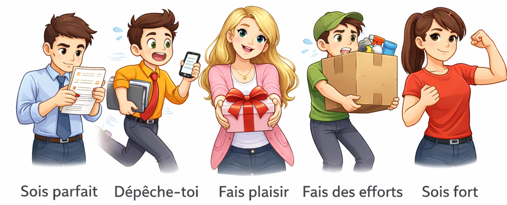 Les 5 drivers : Sois parfait, Dépêche-toi, Fais plaisir, Fais des efforts, Sois fort